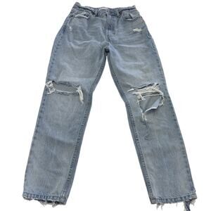 Zara Jeans Womens 2 EUR 34 Light Blue Distressed Ripped Straight Leg‎ Frayed Hem